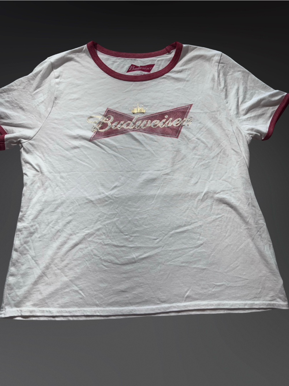 Lucky‎ Brand White Ringer Tee with Maroon Accents